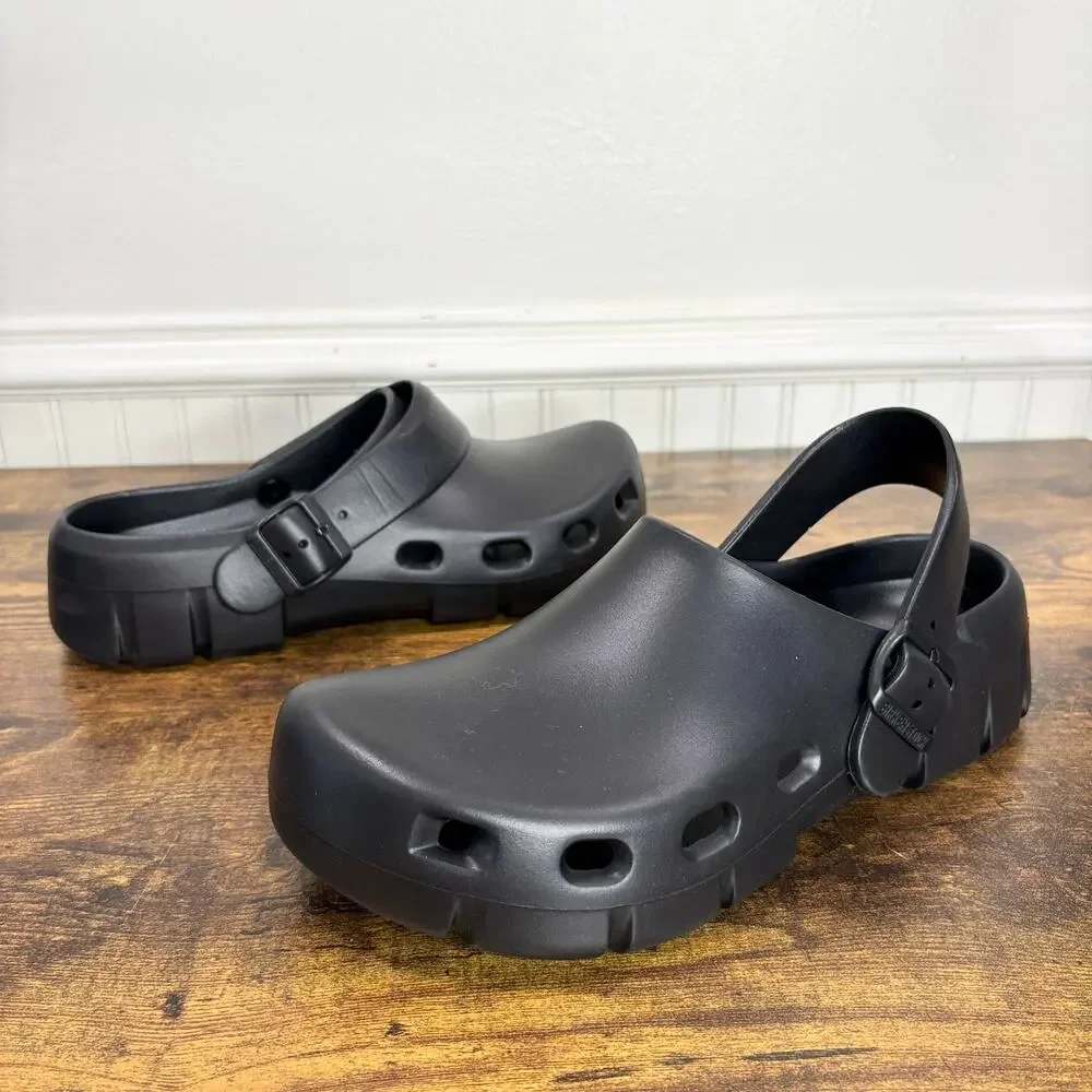 Birkenstock EU 41 Birki Flow EVA Clogs M8 W10 Recovery Shoes Black Plastic - Picture 12 of 12